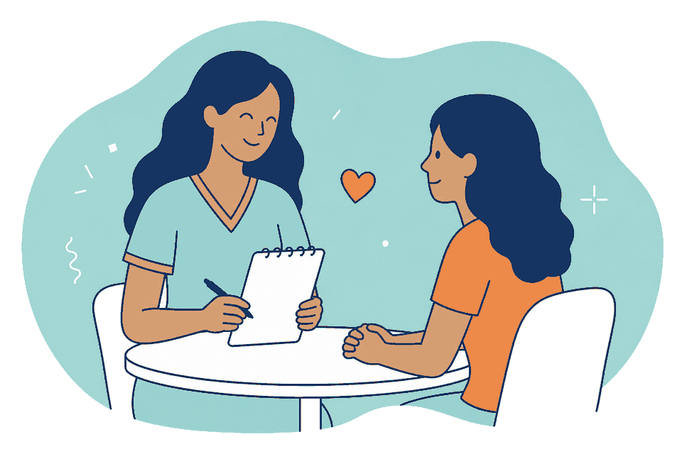 Advisor and customer in a warm personal conversation